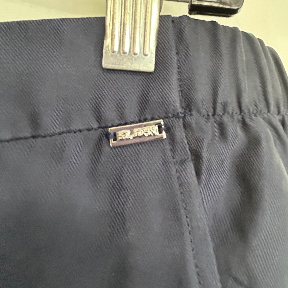 St. John Botique 100% Cupro Cotton Navy Slacks Women's Size L - Picture 6 of 7